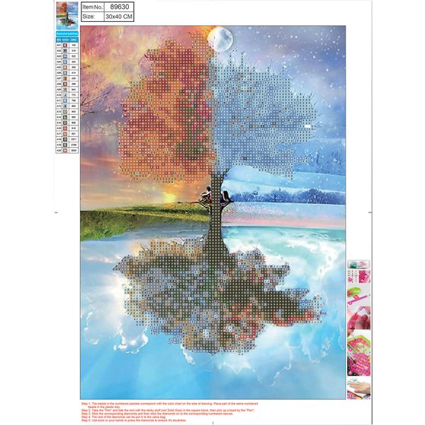 Алмазная живопись, 30*30 см, холст, без подрамника, частич. заполн., Centrum Дерево у воды  