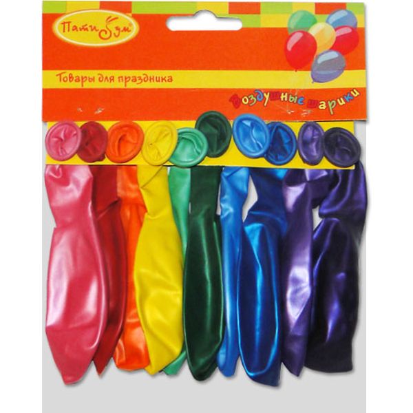 Шары воздушные однотонные, Ø30 см, латекс, МЕТАЛЛИК+ ПЕРЛАМУТР ассорти (10 шт.)