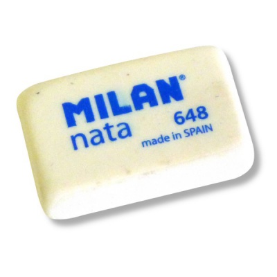 Ластик MILAN Nata 648, полимер, мягкий, прямоугольный, белый, 31*19*9 мм