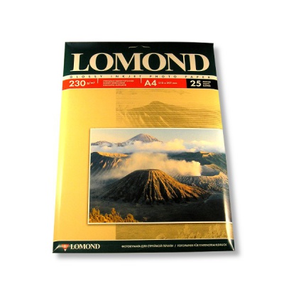Фотобумага А4, 230 г/м² , 25 л., глянцевая, 1-ст., LOMOND Inkjet