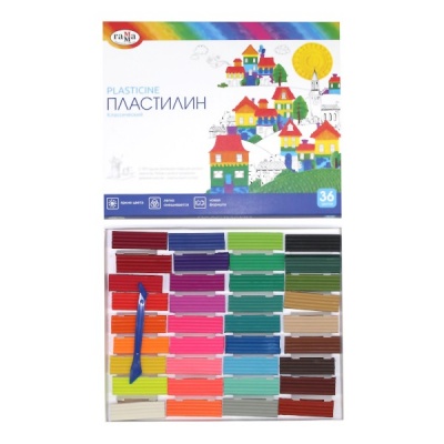 Пластилин классический ГАММА, 36 цветов, 720 г, стек в комплекте, к/уп.