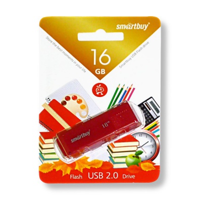 Флеш-накопитель USB 2.0, 16 ГБ, Smartbuy Dock/ Красный 