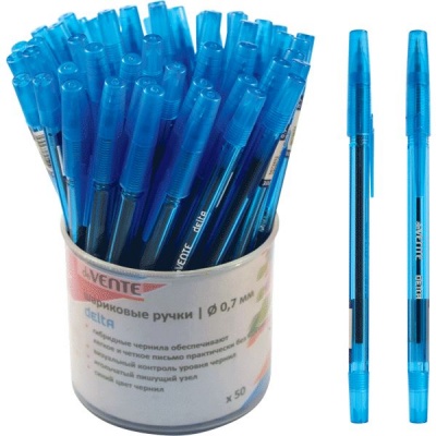 Ручка шариковая 0,7 мм синяя deVENTE Delta, игольчатый ПУ, Ultra Glide, полупрозр.синий корпус