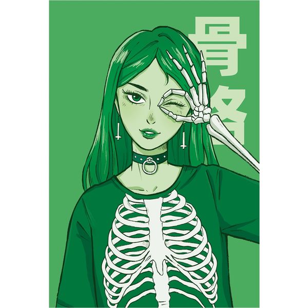 Блокнот-точкабук в твердом переплете А5, 48 л., Prof-Press Аниме. Девушка-скелет, выб. лак   Акция