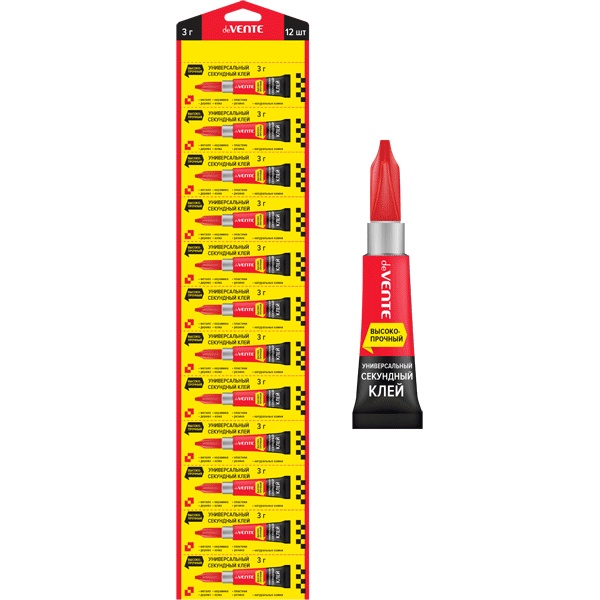 Клей секундный универсальный deVENTE Супер клей (Super Strong glue), туба 3 г, блистер