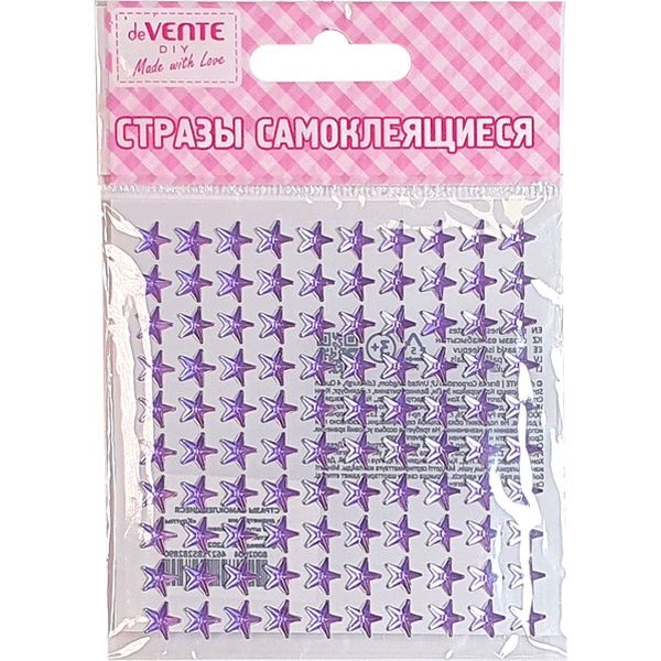 Стразы самоклеящиеся Ø8 мм, 100 шт., цв.: фиолетовый, deVENTE Star (Звезда)