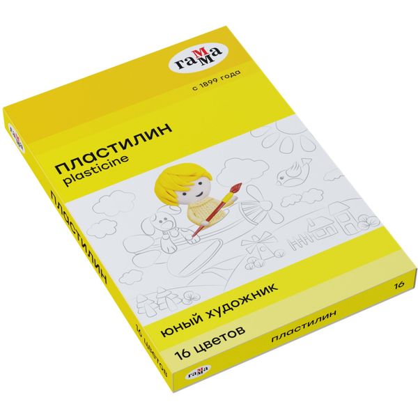 Пластилин классический ГАММА Юный художник, 16 цветов, 224 г, стек в комплекте, к/уп.