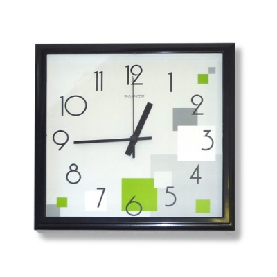Часы настенные Салют "Стиль", квадратные, 280*40 мм, корпус пластик., серо-зеленый циферблат