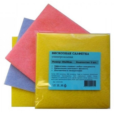 Салфетка универсальная, 30*30 см, вискоза, 80 г/м² , цв.: ассорти (3 шт/уп)