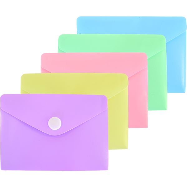 Папка-конверт на кнопке, А7, PP 180 мкм, непрозрачная, deVENTE Pastel_5 цветов Папка-конверт на кнопке, А7, PP 180 мкм, непрозрачная, deVENTE Pastel_5 цветов