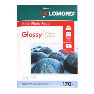 Фотобумага А4, 170 г/м² , 25 л., глянцевая, 1-ст., LOMOND Inkjet