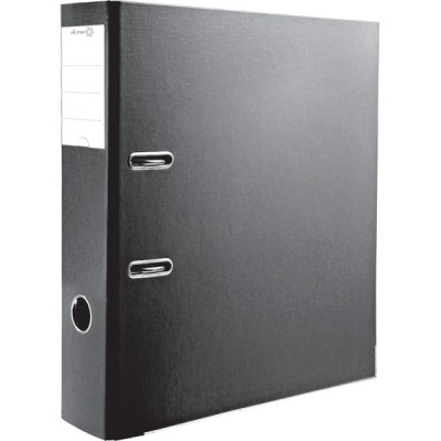 Папка–регистратор А4, 80 мм/600 л., ПВХ, т/карман, метал. уг., черная, Attomex Lite