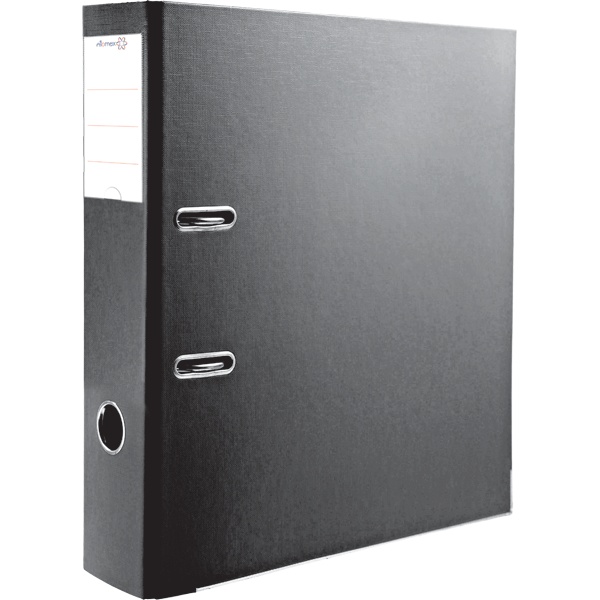 Папка–регистратор А4, 75 мм/500 л., ПВХ, т/карман, метал. уг., черная, Attomex Lite