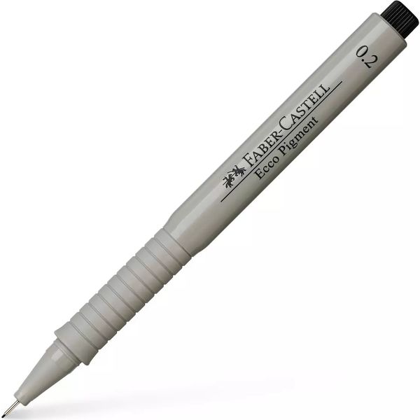 Ручка капиллярная (линер), черная, лин. 0.2 мм, рифл. упор, Faber-Castell Ecco Pigment Акция!
