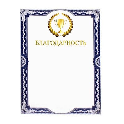 Благодарность А4, со спортивным кубком, мел. бумага Акция!