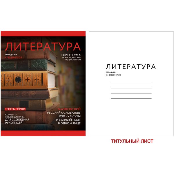 Тетрадь предметная А5, 48 л., линия, 60 г/м², глянц. лам., Listoff Journal_Литература