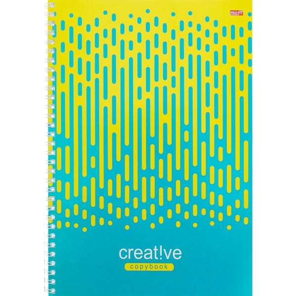 Тетрадь А4, клетка, 60 л., на гребне, 60 г/м², мел. бумага, Profit Желто-голубой узор