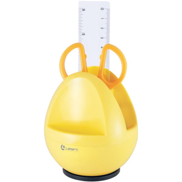 Органайзер вращающийся с канцелярским инструментом LAMARK Compact, 3 предмета, желтый  Акция!