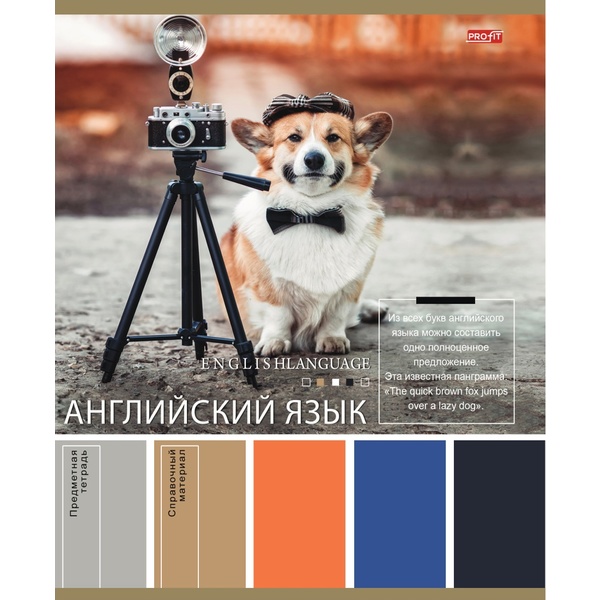 Тетрадь предметная 36 л., клетка, 60 г/м?, обл. мел. бумага, Profit Pantone_Английский язык