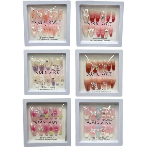 Типсы с дизайном: бантики и стразы, в к/к, NAILS АССОРТИ