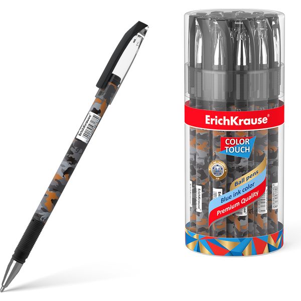 Ручка шариковая синяя, 0.7 мм, рифл. грип, soft-touch, метал. н-к, ErichKrause ColorTouch Stick Rough Native