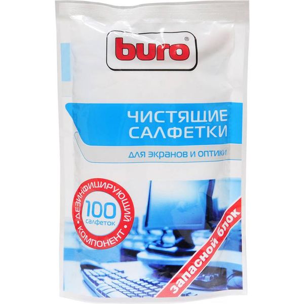 Салфетки чистящие для экранов и ЖК мониторов Buro BU-Sscreen, 100 шт. (запасной блок) Салфетки чистящие для экранов и ЖК мониторов Buro BU-Sscreen, 100 шт. (запасной блок)