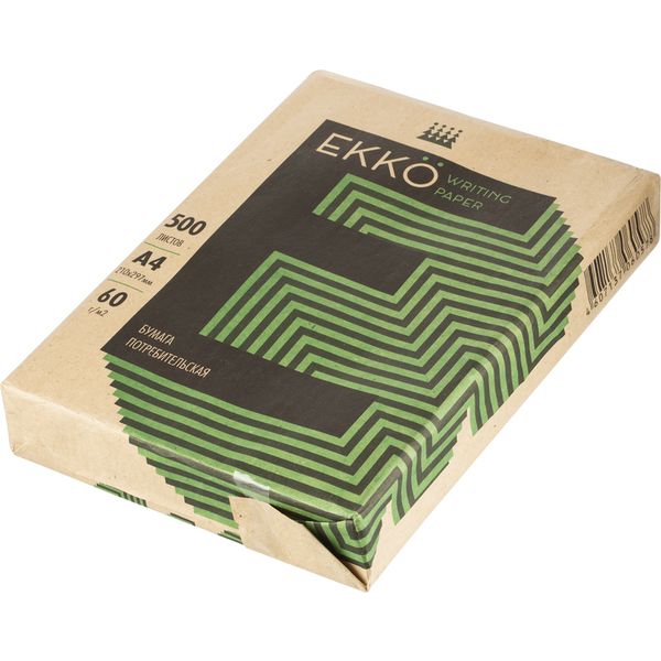 Бумага потребительская EKKO, А4, 500 л., 60 г/м2, белизна 60% Бумага потребительская EKKO, А4, 500 л., 60 г/м2, белизна 60%