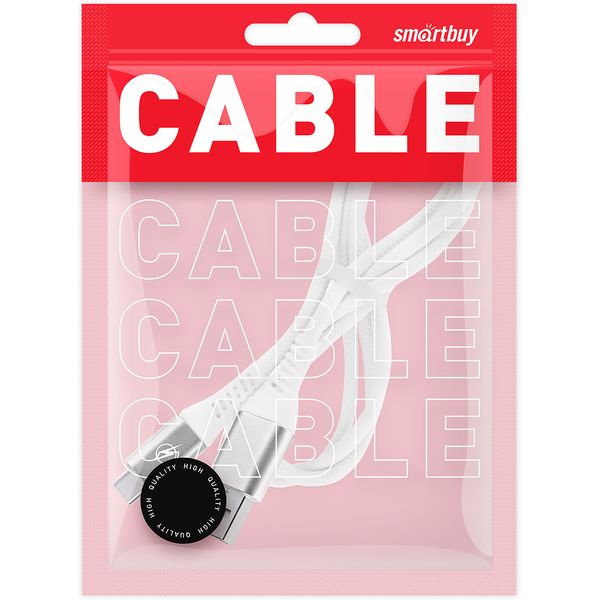 Дата-кабель Smartbuy USB - Type C, в резин. оплетке Gear, длина 1,0 м, до 2А, белый Дата-кабель Smartbuy USB - Type C, в резин. оплетке Gear, длина 1,0 м, до 2А, белый