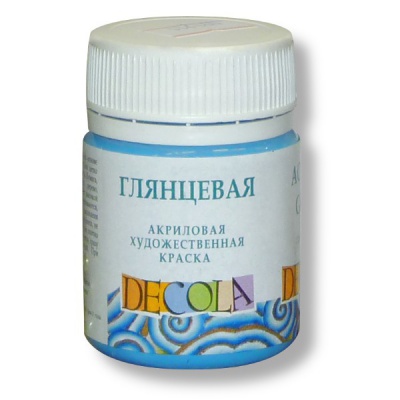 Краска акриловая универсальная DECOLA, глянцевая, небесно-голубая, банка 50 мл Краска акриловая универсальная DECOLA, глянцевая, небесно-голубая, банка 50 мл