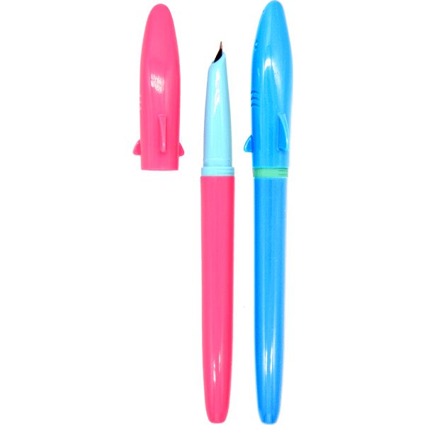 Ручка перьевая M (Medium), синие чернила, 1 картридж 0.8 м, deVENTE Shark_2 дизайна