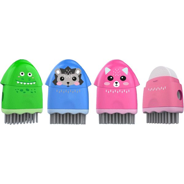 Точилка пластиковая, 1 отв., контейнер, ластик, кисточка, deVENTE Animals_Акция!