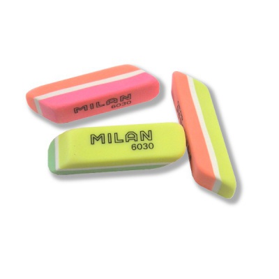 Ластик MILAN 6030, полимер, скошенный, 56*15*12 мм, 3 дизайна