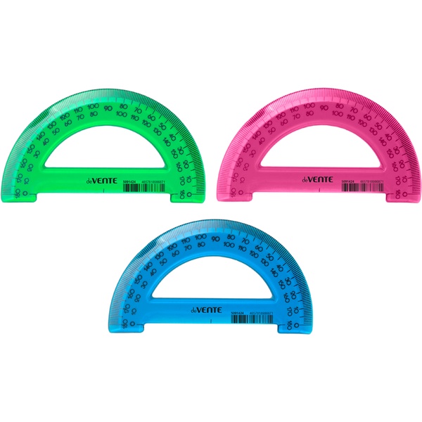 Транспортир 180°/10 см, пластиковый, прозрачный, deVENTE_3 цвета