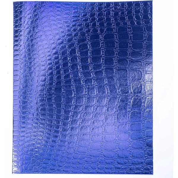 Тетрадь А5, 48 л., клетка, 65 г/м², на скобе, облож. бумвинил, тисн. "croco", Hatber Metallic_синяя