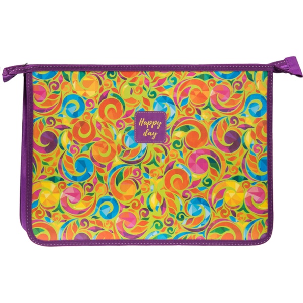 Папка А4 на молнии, 2 отд., PP/картон, непрозр., печ. 2-ст., ArtSpace Яркий  Акция!