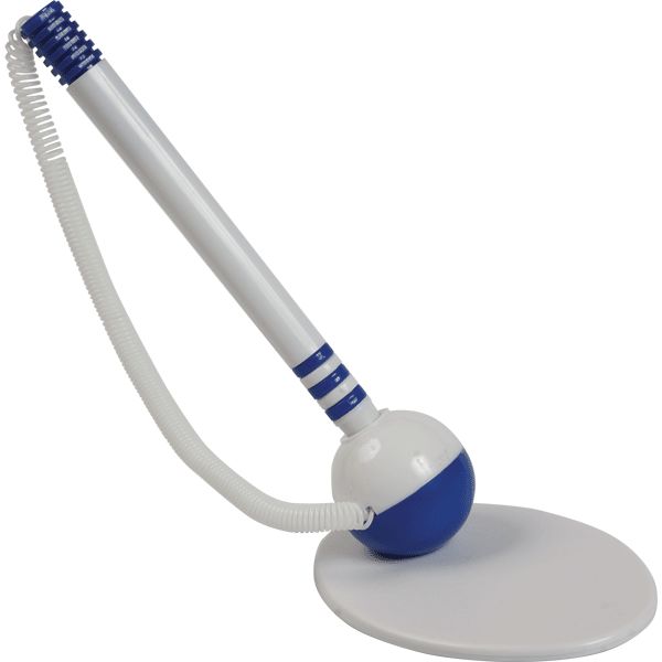 Ручка шариковая на подставке, синяя, 0.7 мм, бело-синий корпус, Attomex