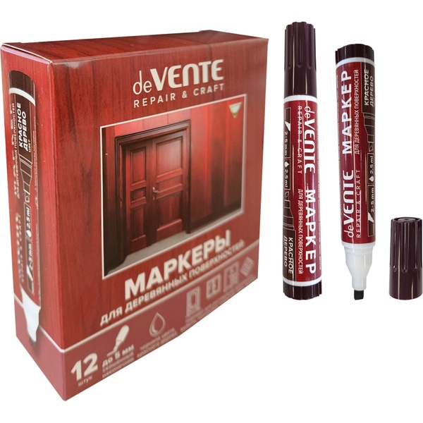 Маркер по дереву deVENTE Repair, цвет: красное дерево, н-к "клин", 1.0-5.0 мм, пласт. корпус