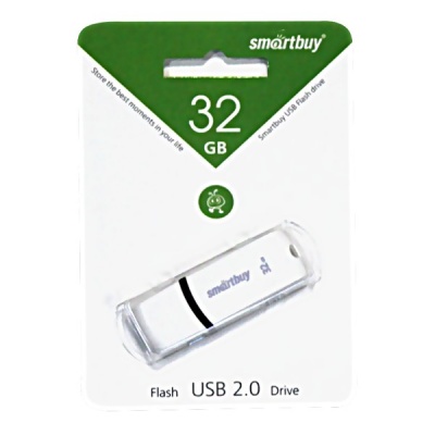 Флеш-накопитель USB 2.0, 32 ГБ, Smartbuy Paean_белый