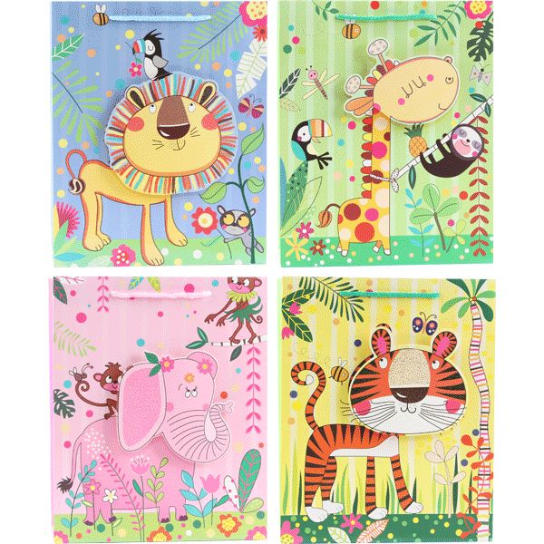Пакет подарочный, 26*32*10 см, мел. бумага 210 г/м², матовый, deVENTE Jungle 3D_4 дизайна