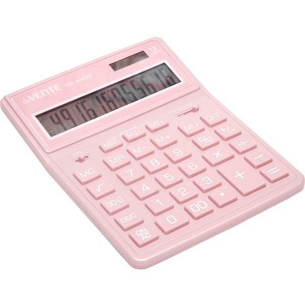 Калькулятор базовый deVENTE DD-4442R, 12-разряд., 2 яч. памяти, дв. питание, 00, →, MU, пудровый