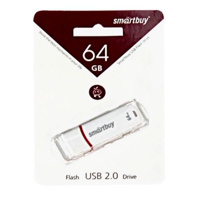 Флеш-накопитель USB 2.0, 64 ГБ, Smartbuy Crown/ Белый