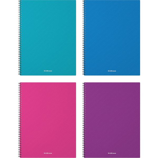 Тетрадь А4, клетка, 80 л., на гребне, 60 г/м², пласт. обложка, ErichKrause Glance Vivid_4 дизайна