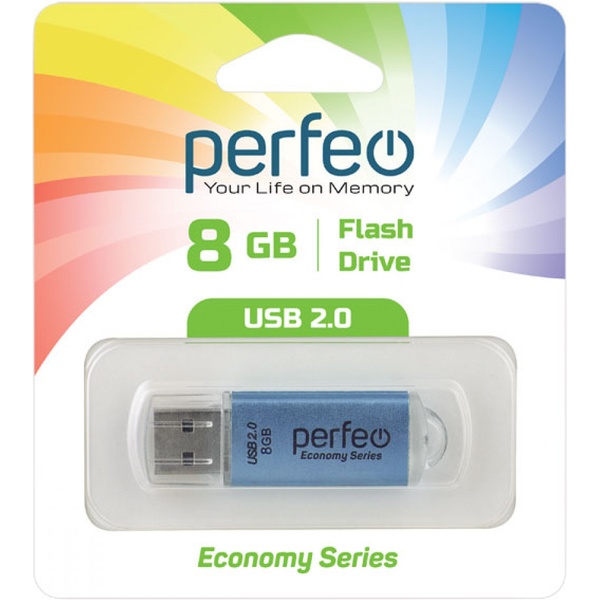 Флеш-накопитель USB 2.0, 8 ГБ, E01 Perfeo_синий