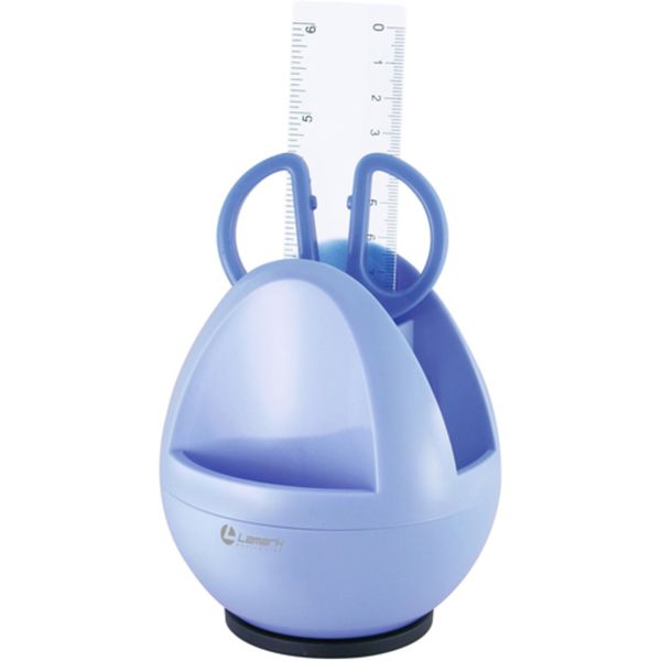 Органайзер вращающийся с канцелярским инструментом LAMARK Compact, 3 предмета, голубой  Акция!