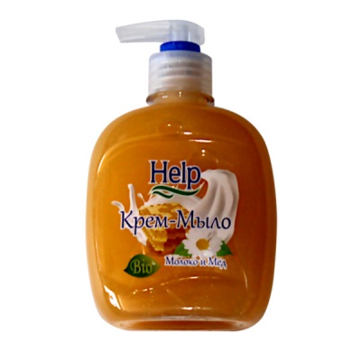 Мыло-крем жидкое HELP Молоко мед, дозатор, 300 мл Мыло-крем жидкое HELP Молоко мед, дозатор, 300 мл