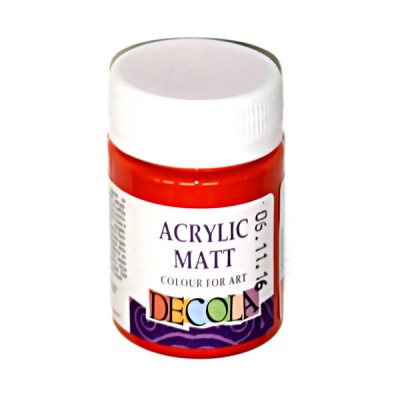Краска акриловая универсальная DECOLA, матовая, оранжевая, банка 50 мл Акция!