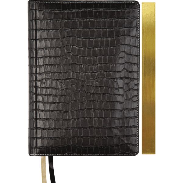 Ежедневник недатированный, А5, 160 л., 70 г/м2, тв. перепл., и/к"croco", поролон, deVENTE Wild_черный  Акция!