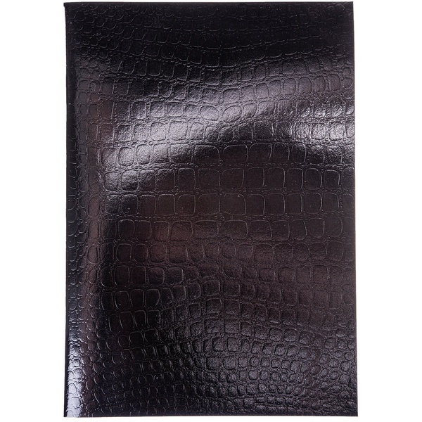 Тетрадь А4, 96 л., клетка, 60 г/м², на скобе, обл. бумвинил, тисн. "croco", Hatber Metallic_черная