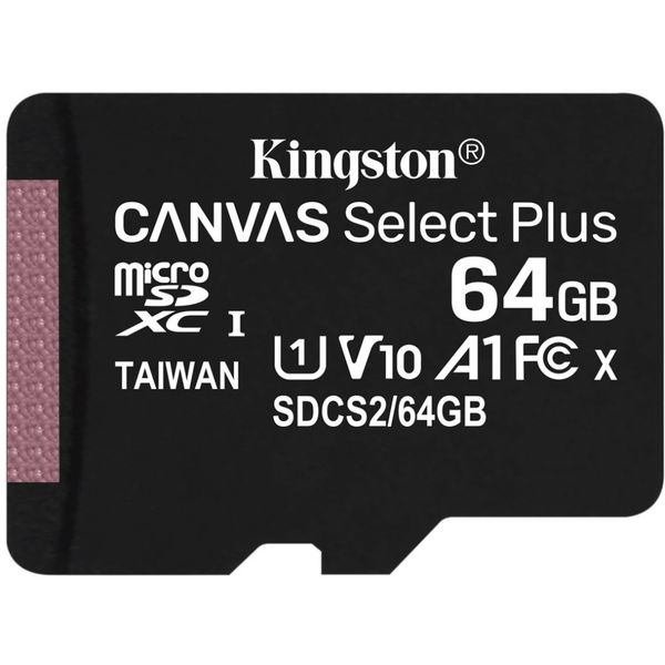 Карта памяти micro SDXC UHS-I, 64 Гб, Kingston Canvas Select Plus Class 10 без адаптера SD