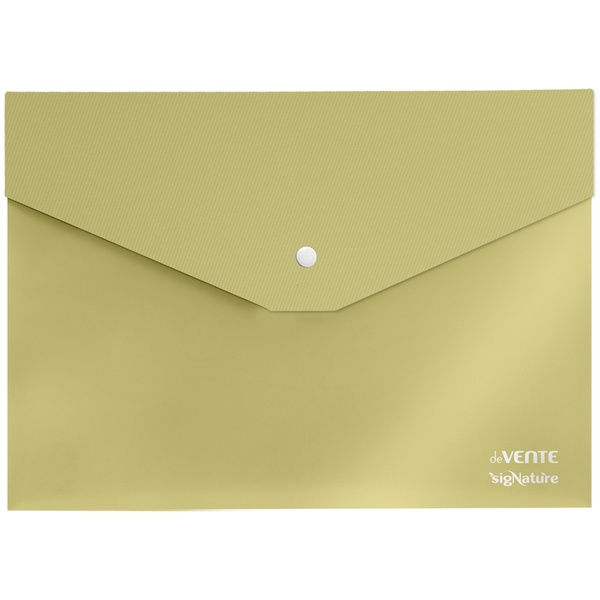Папка-конверт на кнопке, А4, PP 350 мкм, "текстиль", прозрачная, deVENTE sigNATURE_оливковая